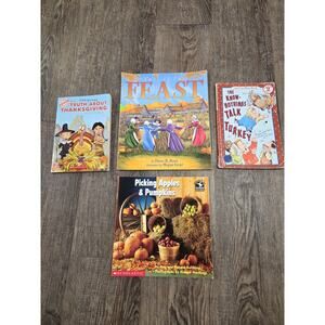Vintage Kids Fall Autumn Thanskgiving Reading Books Lot of 4